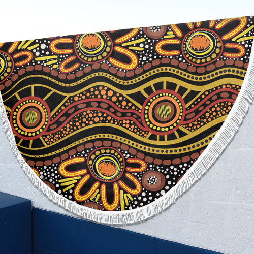 Australia Aboriginal Beach Blanket - Dot In Aboriginal Style Beach Blanket Australia Aboriginal Beach Blanket - Dot In Aboriginal Style Beach Blanket