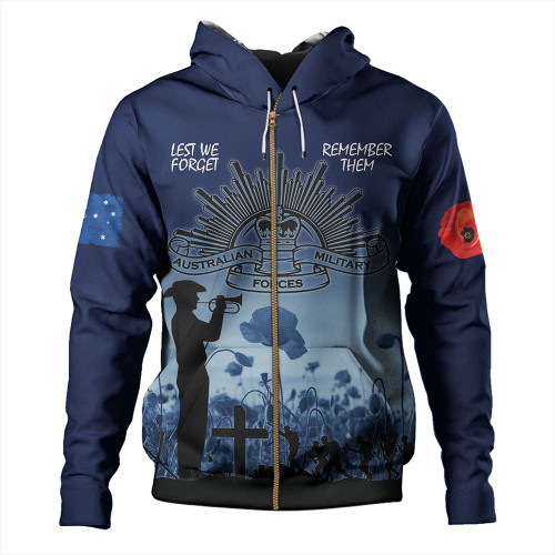 Australia Anzac Day Hoodie - Lest We Forget Blue Hoodie Australia Anzac Day Hoodie - Lest We Forget Blue Hoodie