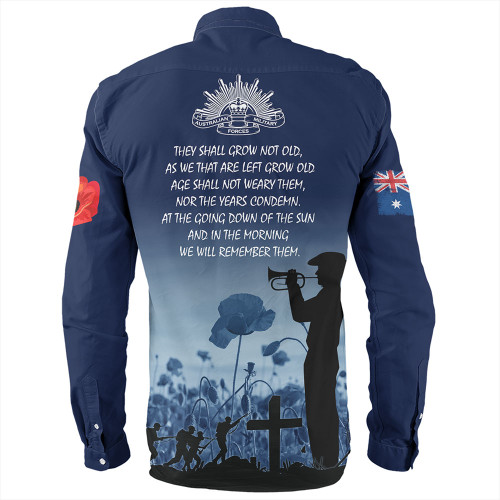Australia Anzac Day Long Sleeve Shirt - Lest We Forget Blue Long Sleeve Shirt Australia Anzac Day Long Sleeve Shirt - Lest We Forget Blue Long Sleeve Shirt