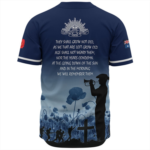 Australia Anzac Day Baseball Shirt - Lest We Forget Blue Baseball Shirt Australia Anzac Day Baseball Shirt - Lest We Forget Blue Baseball Shirt