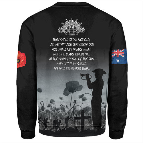 Australia Anzac Day Sweatshirt - Lest We Forget Black Sweatshirt Australia Anzac Day Sweatshirt - Lest We Forget Black Sweatshirt