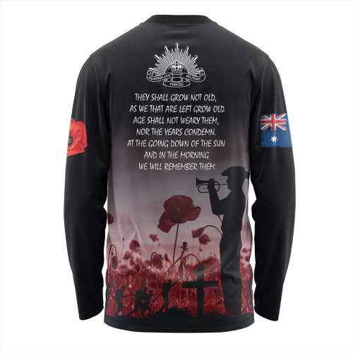 Australia Anzac Day Long Sleeve T-shirt - Lest We Forget Red Long Sleeve T-shirt Australia Anzac Day Long Sleeve T-shirt - Lest We Forget Red Long Sleeve T-shirt