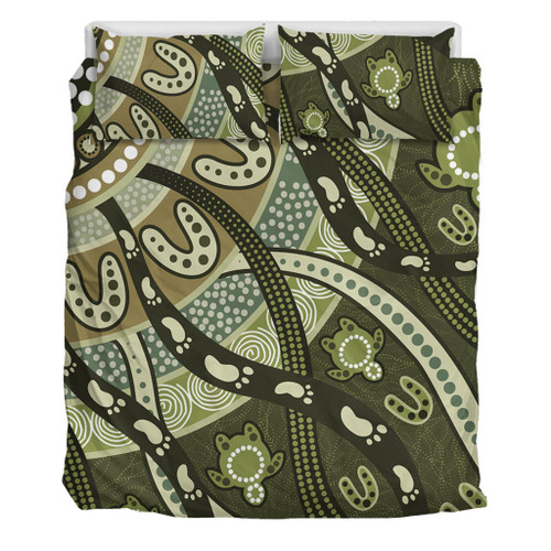 Australia Aboriginal Bedding Set - Green Turtle Aboriginal Painting Bedding Set Australia Aboriginal Bedding Set - Green Turtle Aboriginal Painting Bedding Set
