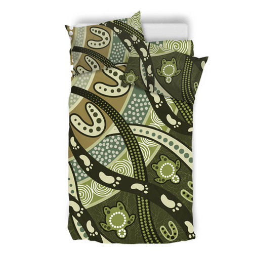 Australia Aboriginal Bedding Set - Green Turtle Aboriginal Painting Bedding Set Australia Aboriginal Bedding Set - Green Turtle Aboriginal Painting Bedding Set