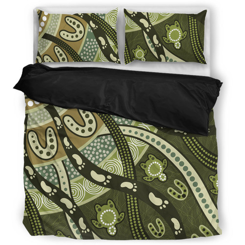 Australia Aboriginal Bedding Set - Green Turtle Aboriginal Painting Bedding Set Australia Aboriginal Bedding Set - Green Turtle Aboriginal Painting Bedding Set
