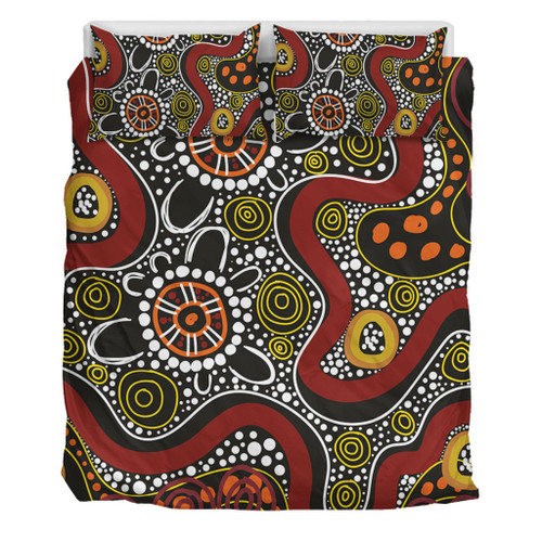 Australia Aboriginal Bedding Set - Illustration Based On Aboriginal Style Of Artwork Bedding Set