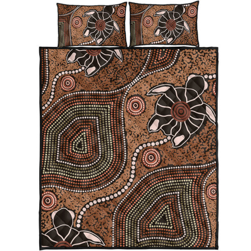 Australia Aboriginal Quilt Bed Set - Aboriginal Turtle Art Background Quilt Bed Set Australia Aboriginal Quilt Bed Set - Aboriginal Turtle Art Background Quilt Bed Set