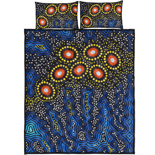 Australia Aboriginal Quilt Bed Set - Aboriginal Dreaming Dot Art Quilt Bed Set Australia Aboriginal Quilt Bed Set - Aboriginal Dreaming Dot Art Quilt Bed Set