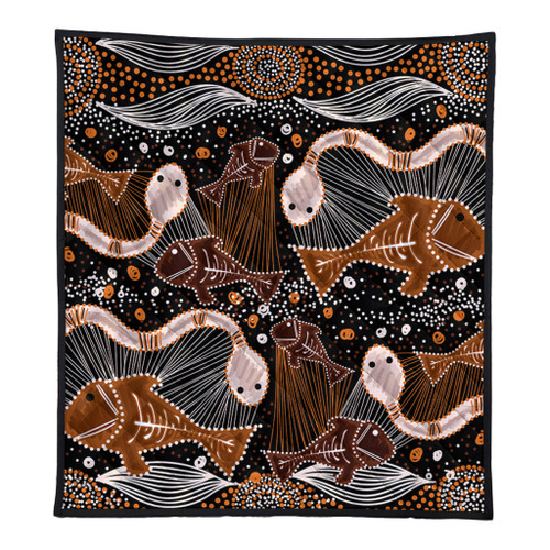 Australia Aboriginal Quilt - Underwater Painting In Aboriginal Style Quilt Australia Aboriginal Quilt - Underwater Painting In Aboriginal Style Quilt