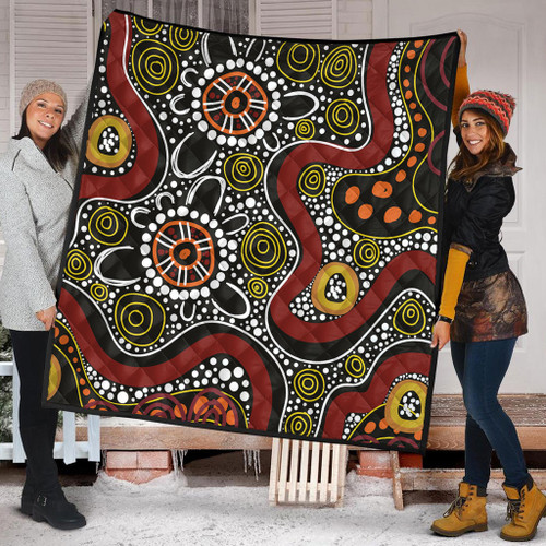 Australia Aboriginal Quilt - Illustration Based On Aboriginal Style Of Artwork Quilt