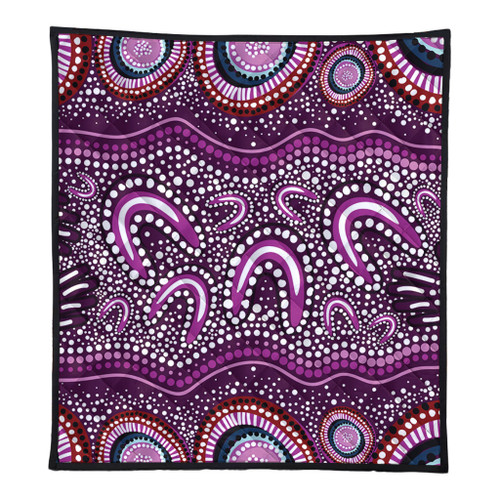 Australia Aboriginal Quilt - Purple Aboriginal Dot Art Style Painting Quilt Australia Aboriginal Quilt - Purple Aboriginal Dot Art Style Painting Quilt