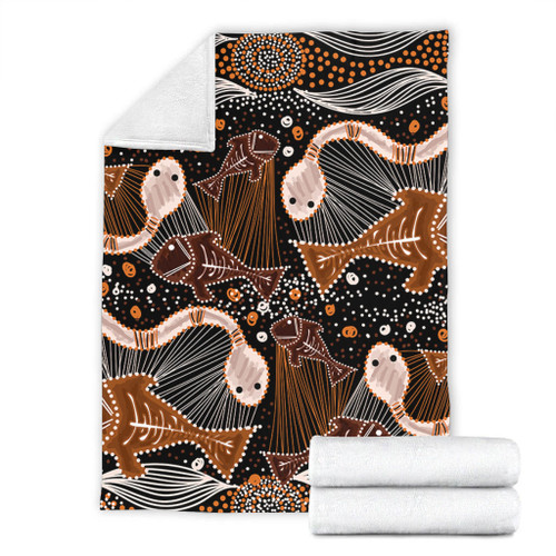 Australia Aboriginal Blanket - Underwater Painting In Aboriginal Style Blanket Australia Aboriginal Blanket - Underwater Painting In Aboriginal Style Blanket