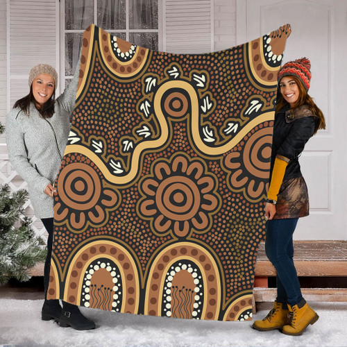 Australia Aboriginal Blanket - Aboriginal Style Of Dot Art  Blanket Australia Aboriginal Blanket - Aboriginal Style Of Dot Art  Blanket