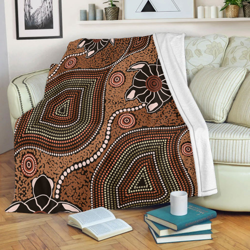 Australia Aboriginal Blanket - Aboriginal Turtle Art Background Blanket Australia Aboriginal Blanket - Aboriginal Turtle Art Background Blanket