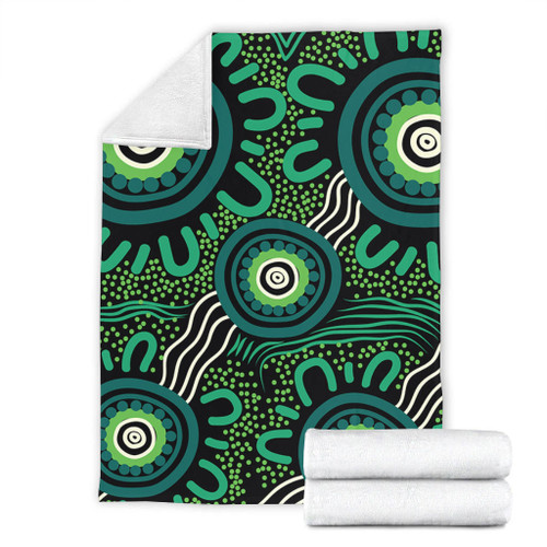 Australia Aboriginal Blanket - Green Aboriginal Dot Art Background Blanket Australia Aboriginal Blanket - Green Aboriginal Dot Art Background Blanket