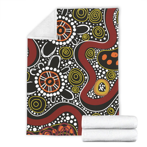 Australia Aboriginal Blanket - Illustration Based On Aboriginal Style Of Artwork Blanket