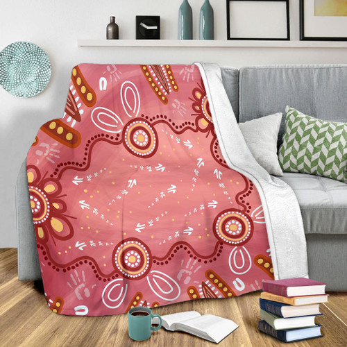 Australia Aboriginal Blanket - Pink Aboriginal Dot Art Background Blanket Australia Aboriginal Blanket - Pink Aboriginal Dot Art Background Blanket