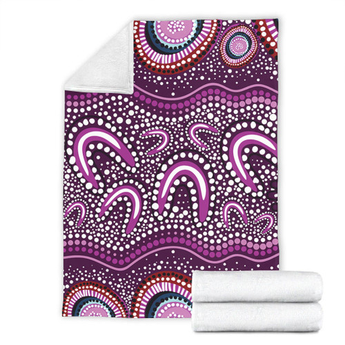 Australia Aboriginal Blanket - Purple Aboriginal Dot Art Style Painting Blanket