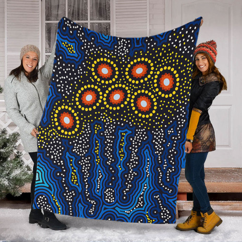 Australia Aboriginal Blanket - Aboriginal Dreaming Dot Art Blanket Australia Aboriginal Blanket - Aboriginal Dreaming Dot Art Blanket