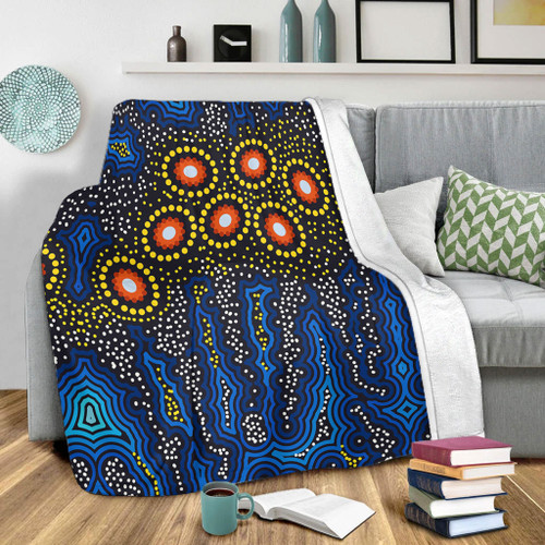 Australia Aboriginal Blanket - Aboriginal Dreaming Dot Art Blanket Australia Aboriginal Blanket - Aboriginal Dreaming Dot Art Blanket