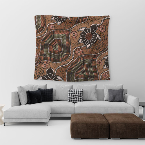 Australia Aboriginal Tapestry - Aboriginal Turtle Art Background Tapestry