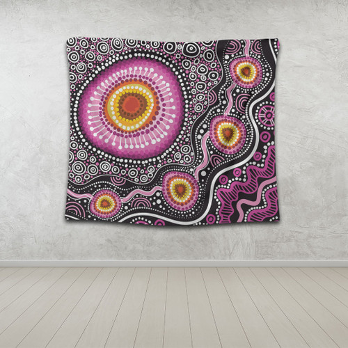 Australia Aboriginal Tapestry - Beautiful Vector Painting Showcasing Aboriginal Dot Artwork Tapestry Australia Aboriginal Tapestry - Beautiful Vector Painting Showcasing Aboriginal Dot Artwork Tapestry