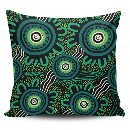 Australia Aboriginal Pillow Cases - Green Aboriginal Dot Art Background Pillow Cases Australia Aboriginal Pillow Cases - Green Aboriginal Dot Art Background Pillow Cases