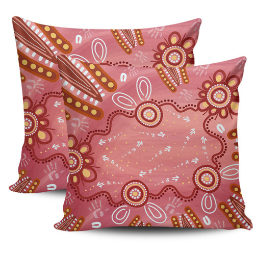 Australia Aboriginal Pillow Cases - Pink Aboriginal Dot Art Background Pillow Cases