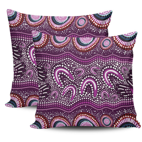 Australia Aboriginal Pillow Cases - Purple Aboriginal Dot Art Style Painting Pillow Cases