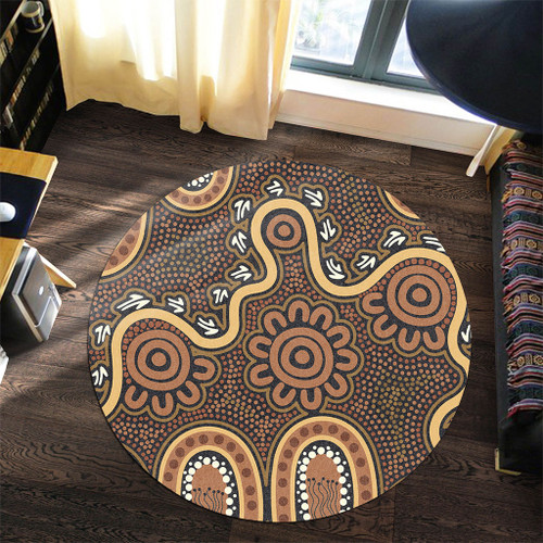 Australia Aboriginal Round Rug - Aboriginal Style Of Dot Art  Round Rug Australia Aboriginal Round Rug - Aboriginal Style Of Dot Art  Round Rug