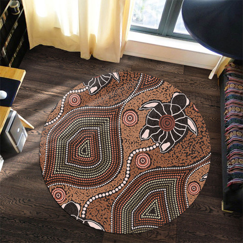 Australia Aboriginal Round Rug - Aboriginal Turtle Art Background Round Rug Australia Aboriginal Round Rug - Aboriginal Turtle Art Background Round Rug
