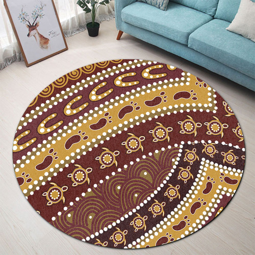 Australia Aboriginal Round Rug - Australian Aboriginal Style Of Pattern Background Round Rug