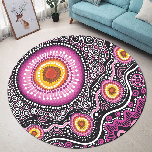 Australia Aboriginal Round Rug - Beautiful Vector Painting Showcasing Aboriginal Dot Artwork Round Rug