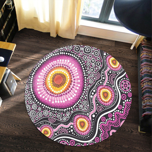 Australia Aboriginal Round Rug - Beautiful Vector Painting Showcasing Aboriginal Dot Artwork Round Rug Australia Aboriginal Round Rug - Beautiful Vector Painting Showcasing Aboriginal Dot Artwork Round Rug