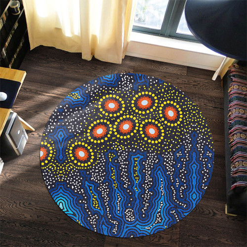 Australia Aboriginal Round Rug - Aboriginal Dreaming Dot Art Round Rug Australia Aboriginal Round Rug - Aboriginal Dreaming Dot Art Round Rug