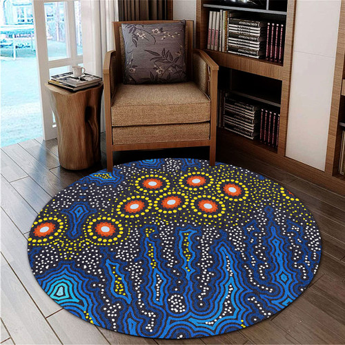 Australia Aboriginal Round Rug - Aboriginal Dreaming Dot Art Round Rug Australia Aboriginal Round Rug - Aboriginal Dreaming Dot Art Round Rug