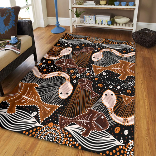 Australia Aboriginal Area Rug - Underwater Painting In Aboriginal Style Area Rug Australia Aboriginal Area Rug - Underwater Painting In Aboriginal Style Area Rug