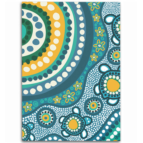 Australia Aboriginal Area Rug - Turquoise Aboriginal Dot Art With Turtle  Area Rug Australia Aboriginal Area Rug - Turquoise Aboriginal Dot Art With Turtle  Area Rug