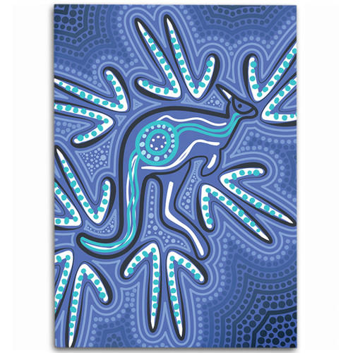 Australia Aboriginal Area Rug - Blue Aboriginal Style Of Dot Kangaroo Artwork  Area Rug Australia Aboriginal Area Rug - Blue Aboriginal Style Of Dot Kangaroo Artwork  Area Rug