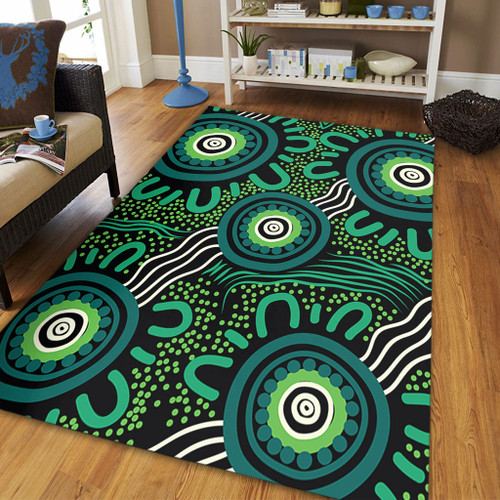 Australia Aboriginal Area Rug - Green Aboriginal Dot Art Background Area Rug Australia Aboriginal Area Rug - Green Aboriginal Dot Art Background Area Rug