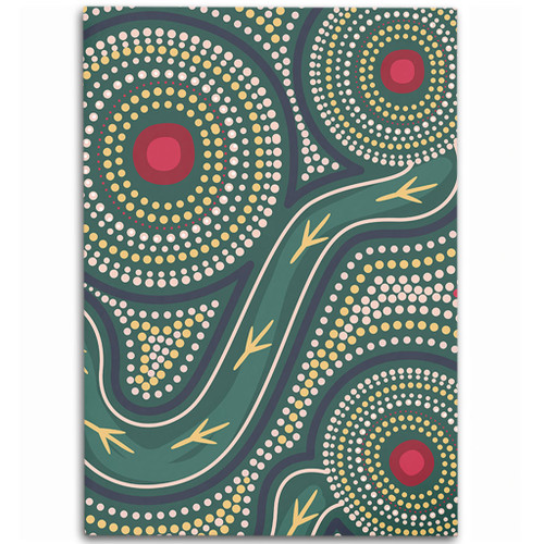 Australia Aboriginal Area Rug - Green Aboriginal Dot Art Style Vector Painting Area Rug
