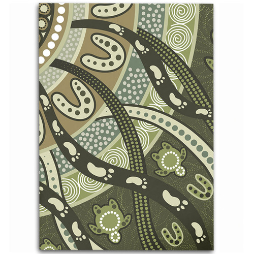 Australia Aboriginal Area Rug - Green Turtle Aboriginal Painting Area Rug Australia Aboriginal Area Rug - Green Turtle Aboriginal Painting Area Rug