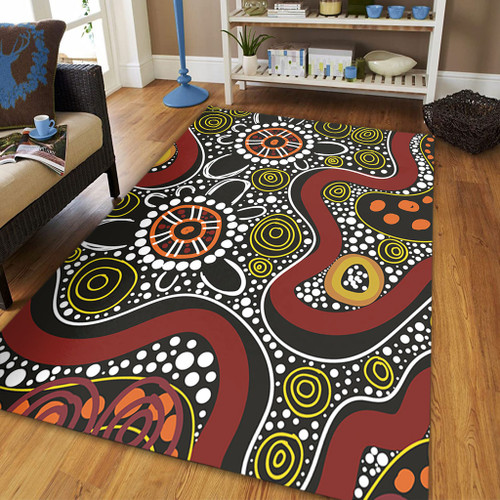 Australia Aboriginal Area Rug - Illustration Based On Aboriginal Style Of Artwork Area Rug Australia Aboriginal Area Rug - Illustration Based On Aboriginal Style Of Artwork Area Rug