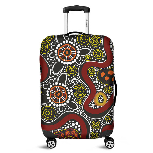 Australia Aboriginal Luggage Cover - Illustration Based On Aboriginal Style Of Artwork Luggage Cover Australia Aboriginal Luggage Cover - Illustration Based On Aboriginal Style Of Artwork Luggage Cover