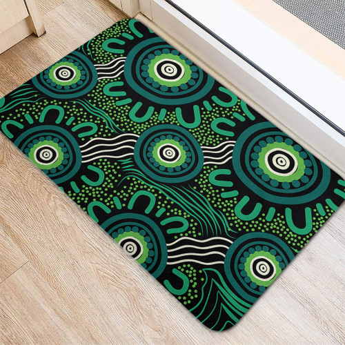 Australia Aboriginal Doormat - Green Aboriginal Dot Art Background Doormat Australia Aboriginal Doormat - Green Aboriginal Dot Art Background Doormat
