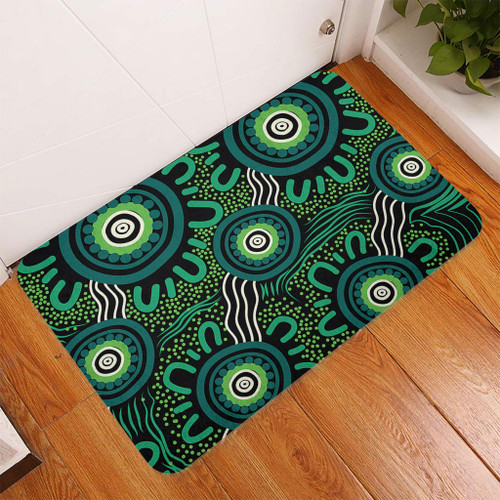 Australia Aboriginal Doormat - Green Aboriginal Dot Art Background Doormat Australia Aboriginal Doormat - Green Aboriginal Dot Art Background Doormat