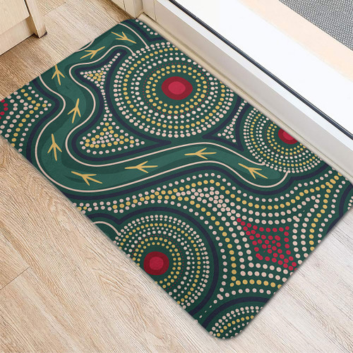 Australia Aboriginal Doormat - Green Aboriginal Dot Art Style Vector Painting Doormat Australia Aboriginal Doormat - Green Aboriginal Dot Art Style Vector Painting Doormat