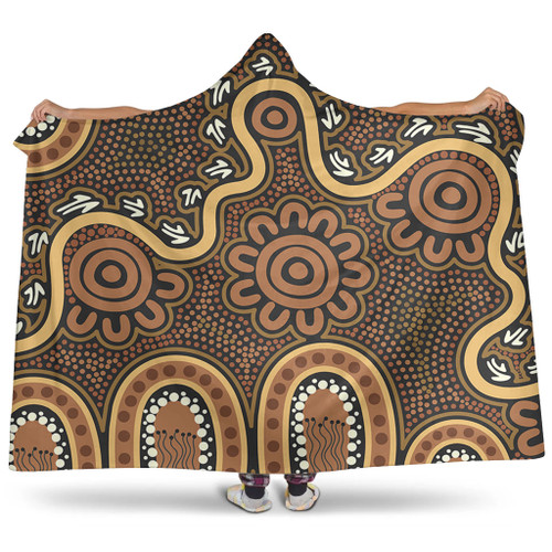 Australia Aboriginal Hooded Blanket - Aboriginal Style Of Dot Art  Hooded Blanket Australia Aboriginal Hooded Blanket - Aboriginal Style Of Dot Art  Hooded Blanket