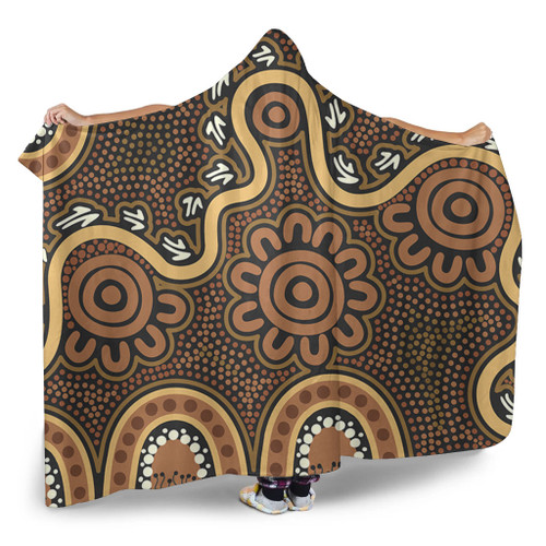 Australia Aboriginal Hooded Blanket - Aboriginal Style Of Dot Art  Hooded Blanket Australia Aboriginal Hooded Blanket - Aboriginal Style Of Dot Art  Hooded Blanket