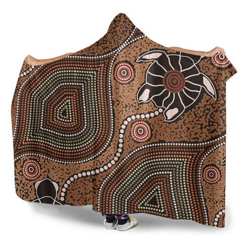 Australia Aboriginal Hooded Blanket - Aboriginal Turtle Art Background Hooded Blanket